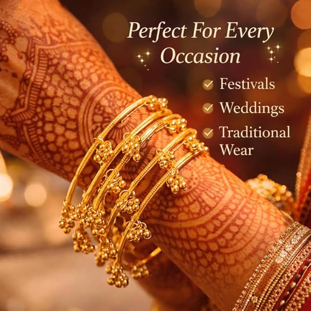 8 Pcs Traditional Stylish Ghungroo Kashmiri Bangles Set for Women & Girls