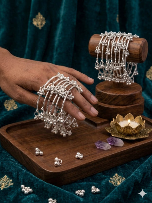Traditional Stylish Silver Ghungroo Kashmiri Bangles Set for Women & Girls(8pcs)