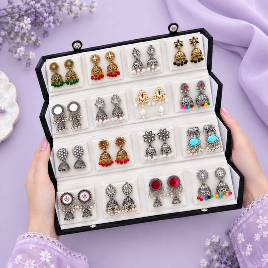 16 pairs earrings with organizer
