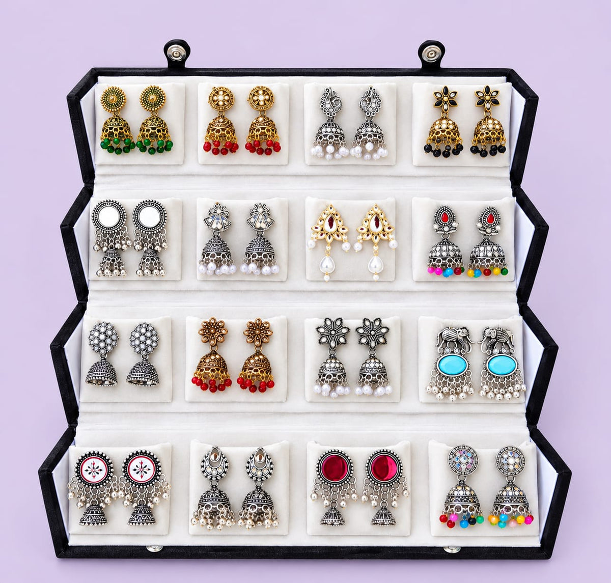 16 pairs earrings with organizer
