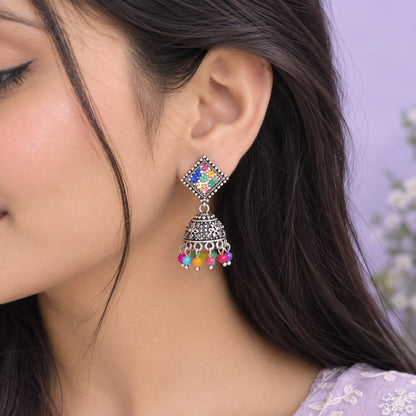 12 Pairs Oxidised Earrings with Mirror Box