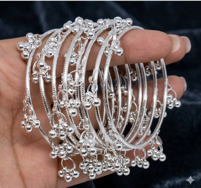 Traditional Stylish Silver Ghungroo Kashmiri Bangles Set for Women & Girls(8pcs)