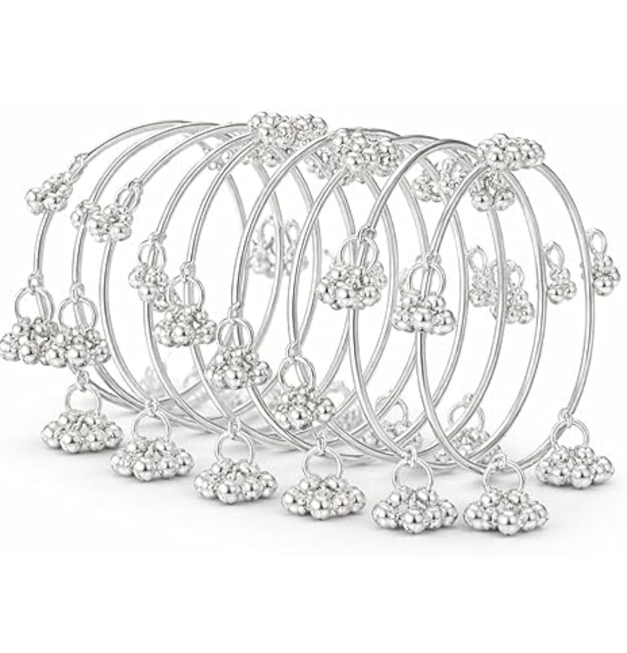 Traditional Stylish Silver Ghungroo Kashmiri Bangles Set for Women & Girls(8pcs)