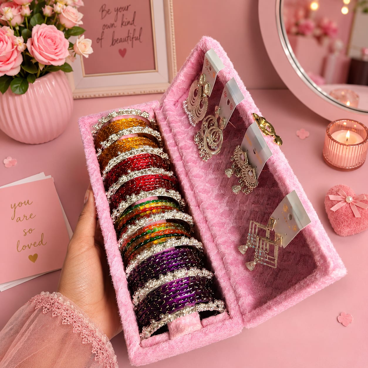 Jewellery Storage Box with Bangles & Earrings