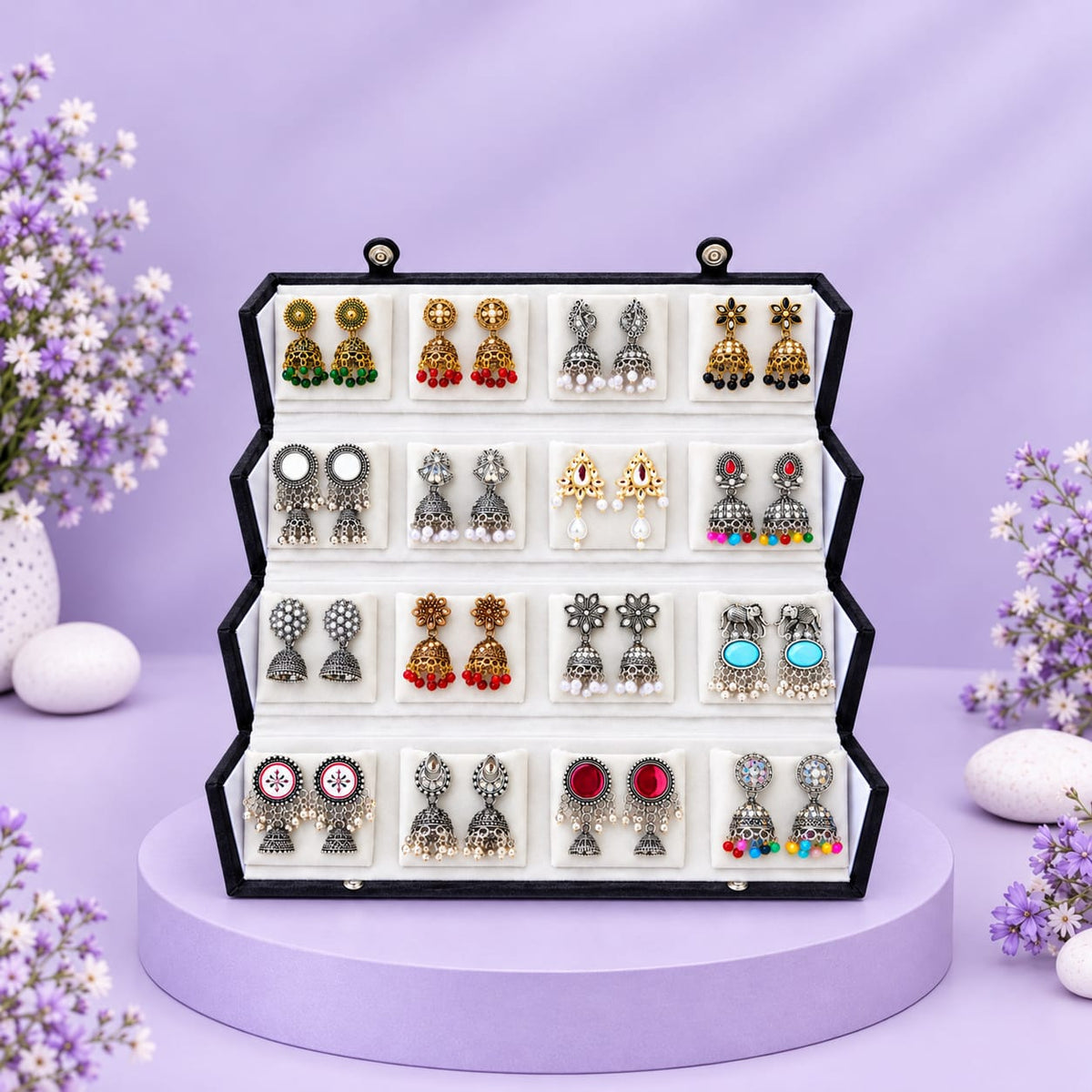 16 pairs earrings with organizer