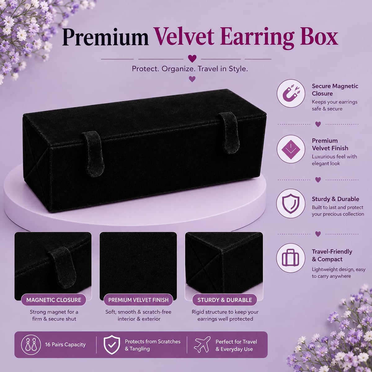 16 pairs earrings with organizer