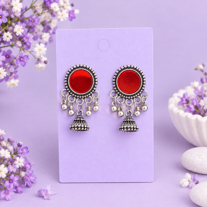 Set of 8 Oxidised Jhumka Earrings Gift Box with Personalised Card & Chocolate
