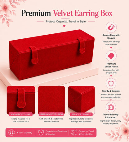 Designer Oxidized Earrings Combo Collection Pack of 16 for Women & Girls with Premium Storage Box(Red)
