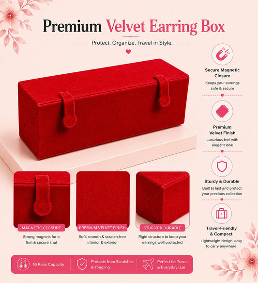 Designer Oxidized Earrings Combo Collection Pack of 16 for Women & Girls with Premium Storage Box(Red)