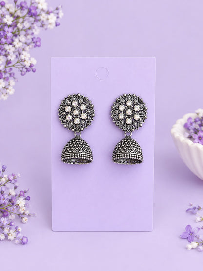 Set of 8 Oxidised Jhumka Earrings Gift Box with Personalised Card & Chocolate