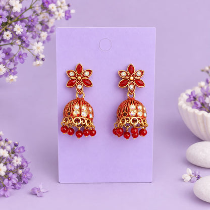 Set of 8 Oxidised Jhumka Earrings Gift Box with Personalised Card & Chocolate