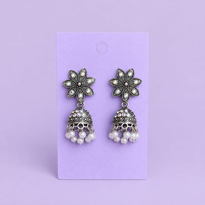 Set of 8 Oxidised Jhumka Earrings Gift Box with Personalised Card & Chocolate